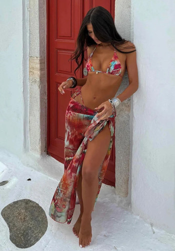 Mesh Three-Piece Bikini Swimsuit