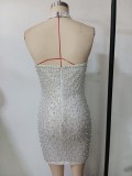 Women's Fashion Solid Color Sexy Lace Cut-Out Evening Gown Bodycon Formal Party Dress