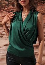 Women spring and summer sleeveless pleated sexy top