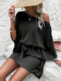 Women Satin Off-shoulder Asymmetrical Dress