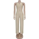 Fashion Women's Casual Halter Neck Lace-Up Top & Pants Two-Piece Set