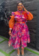 Plus Size Women Spring and Summer Tie-Dye Print Dress