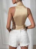 Women satin spring and summer Halter neck Sexy Lace-up Sleeveless Top