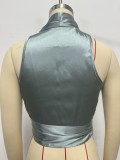 Women satin spring and summer Halter neck Sexy Lace-up Sleeveless Top