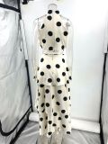 Polka Dot Halter Neck Sleeveless Top & Tiered Skirt Set