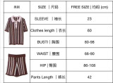 Fashion Striped Turndown Collar Short-Sleeve Top & Shorts Knit Set