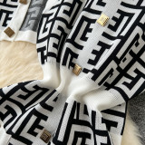 Women Cardigan Jacket Bodycon Dress Knitting Two-Piece Set