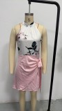 Women's Summer Floral Print Lace-Up Sleeveless Dress