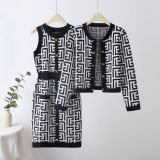 Women Cardigan Jacket Bodycon Dress Knitting Two-Piece Set