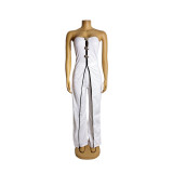 Women Strapless fake two-piece elegant party Jumpsuit