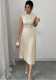 Women Summer Pleated Satin Maxi Dress