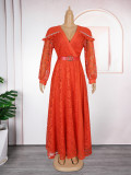 Plus Size Women Patchwork Lace Elegant Maxi Dress