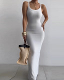 Summer White Strap Slim-Fit Long Dress