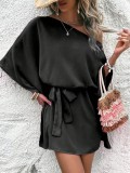 Women Satin Off-shoulder Asymmetrical Dress