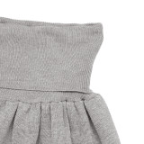 Casual Round Neck Short Crop Knit Long-Sleeve Top & Skirt Two-Piece Set