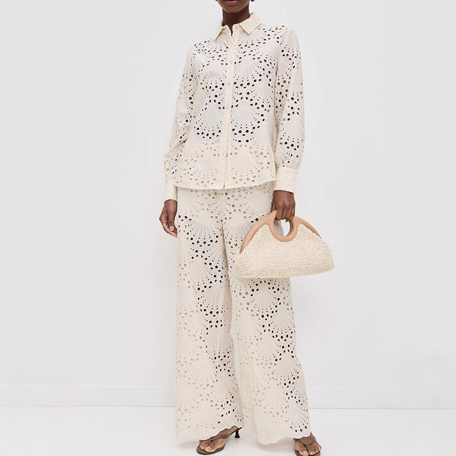 Women Fall and Winter Long-sleeved Single-breasted Shirt and Pants Two-piece Set