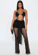 Women Summer Style Exposed Lace-Up Backless Mesh flared jumpsuit
