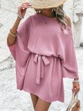 Women Satin Off-shoulder Asymmetrical Dress