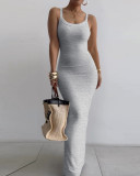 Summer White Strap Slim-Fit Long Dress