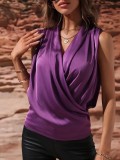 Women spring and summer sleeveless pleated sexy top