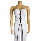 Women Strapless fake two-piece elegant party Jumpsuit