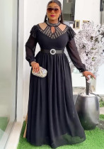 Plus Size Elegant Women Beaded Dress with Belt