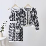 Women Cardigan Jacket Bodycon Dress Knitting Two-Piece Set