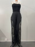Women Lace Strapless Top and Pant Two-piece Set