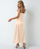 Women Pleated Sleeveless Satin Dress