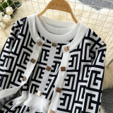 Women Cardigan Jacket Bodycon Dress Knitting Two-Piece Set