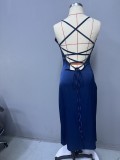 Women Slit Lace-up Sexy Strap Dress