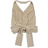 Fashion Women's Casual Halter Neck Lace-Up Top & Pants Two-Piece Set