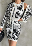 Women Cardigan Jacket Bodycon Dress Knitting Two-Piece Set