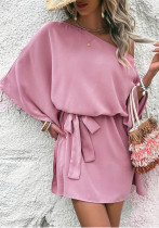 Women Satin Off-shoulder Asymmetrical Dress