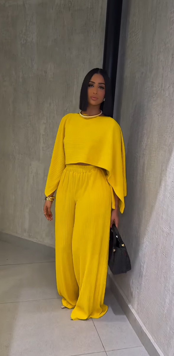 Fashion Women's Autumn/Winter Casual Long-Sleeve Wide-Leg Pants Set