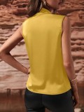 Women spring and summer sleeveless pleated sexy top