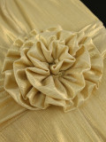 Sexy V-Neck Ruffle-Sleeve Party Dress Chic High-Waist Gold Evening Gown