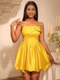 Floral Strapless Mini Dress Sexy Elegant Gold Party Gown