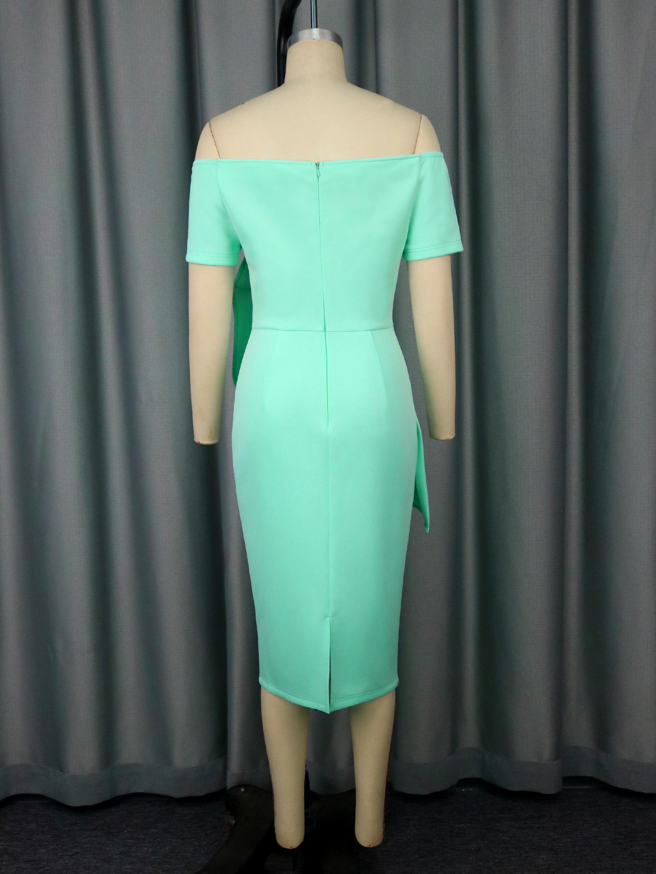 Pleated Off-Shoulder Sexy Dress Chic High-Waist Bodycon Party Gown