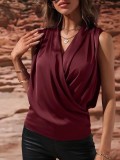 Women spring and summer sleeveless pleated sexy top