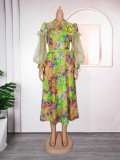 Plus Size Women Spring and Summer Tie-Dye Print Dress