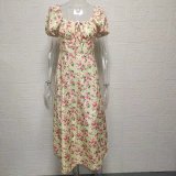 Square Neck Long Floral Summer Dress