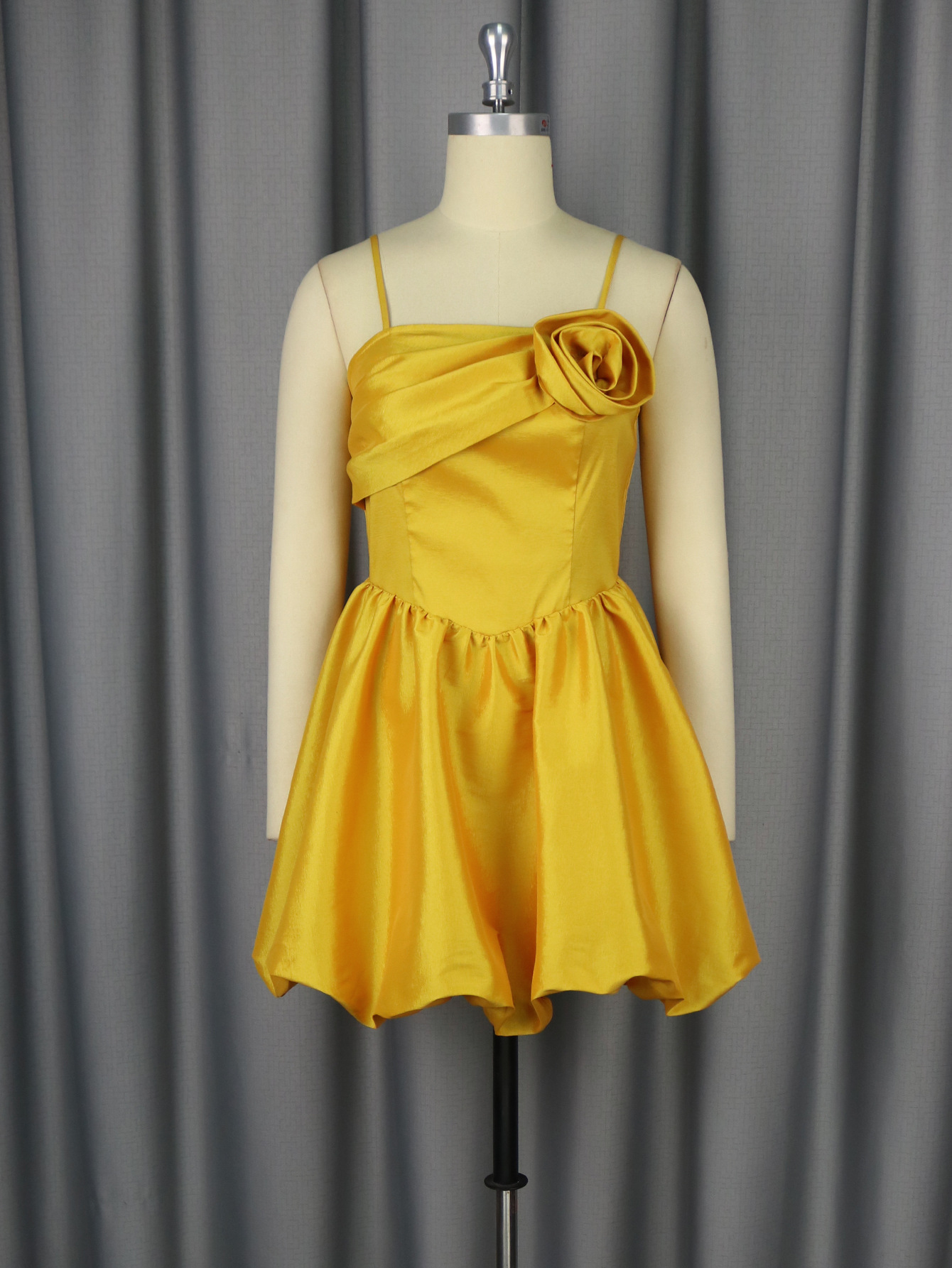 Floral Strapless Mini Dress Sexy Elegant Gold Party Gown