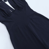 Fall Solid Color Sleeveless Deep V-Neck Halter Jumpsuit
