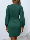 Women Spring Summer Sexy Lace-up Satin Dress