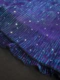 Sexy V-Neck Sequin Long-Sleeve Dress Purple Elegant Formal A-Line Gown