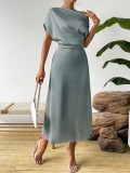 Women Summer Satin Maxi Dress