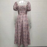 Square Neck Long Floral Summer Dress