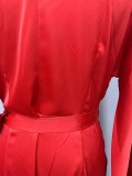 Women Spring Summer Sexy Lace-up Satin Dress