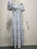 Square Neck Long Floral Summer Dress